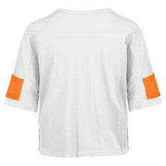 Miami Dolphins '47 Women's Double Header Scout Cropped V-Neck T-Shirt - White - 47 brand