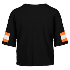 Cincinnati Bengals '47 Women's Double Header Scout Cropped V-Neck T-Shirt - Black - 47 brand