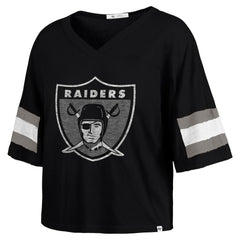 Las Vegas Raiders '47 Women's Double Header Scout Cropped V-Neck T-Shirt - Black - 47 brand