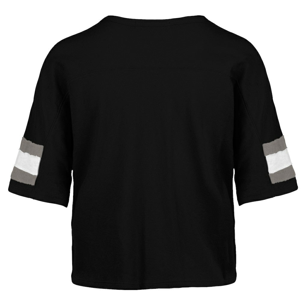 Las Vegas Raiders '47 Women's Double Header Scout Cropped V-Neck T-Shirt - Black - 47 brand