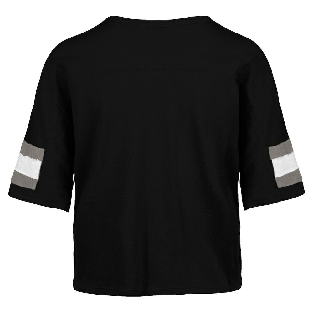 Las Vegas Raiders '47 Women's Double Header Scout Cropped V-Neck T-Shirt - Black - 47 brand