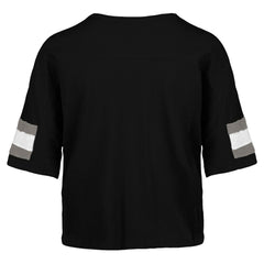 Las Vegas Raiders '47 Women's Double Header Scout Cropped V-Neck T-Shirt - Black - 47 brand