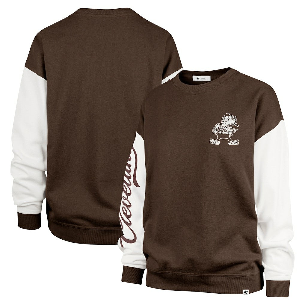 Cleveland Browns '47 Women's Double Header Rise Andie Pullover Sweatshirt - Brown - 47 brand