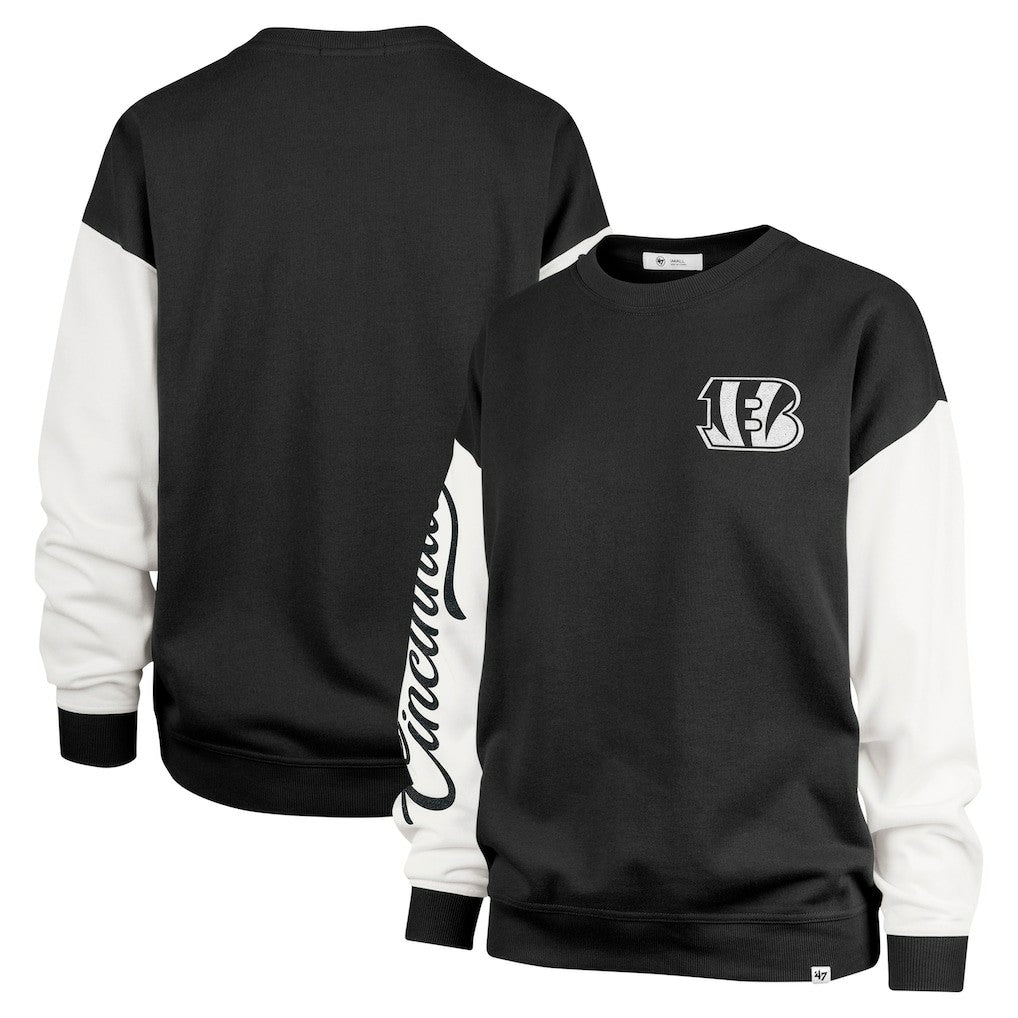 Cincinnati Bengals '47 Women's Double Header Rise Andie Pullover Sweatshirt - Black - 47 brand