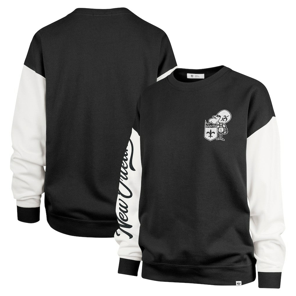 New Orleans Saints '47 Women's Double Header Rise Andie Pullover Sweatshirt - Black - 47 brand