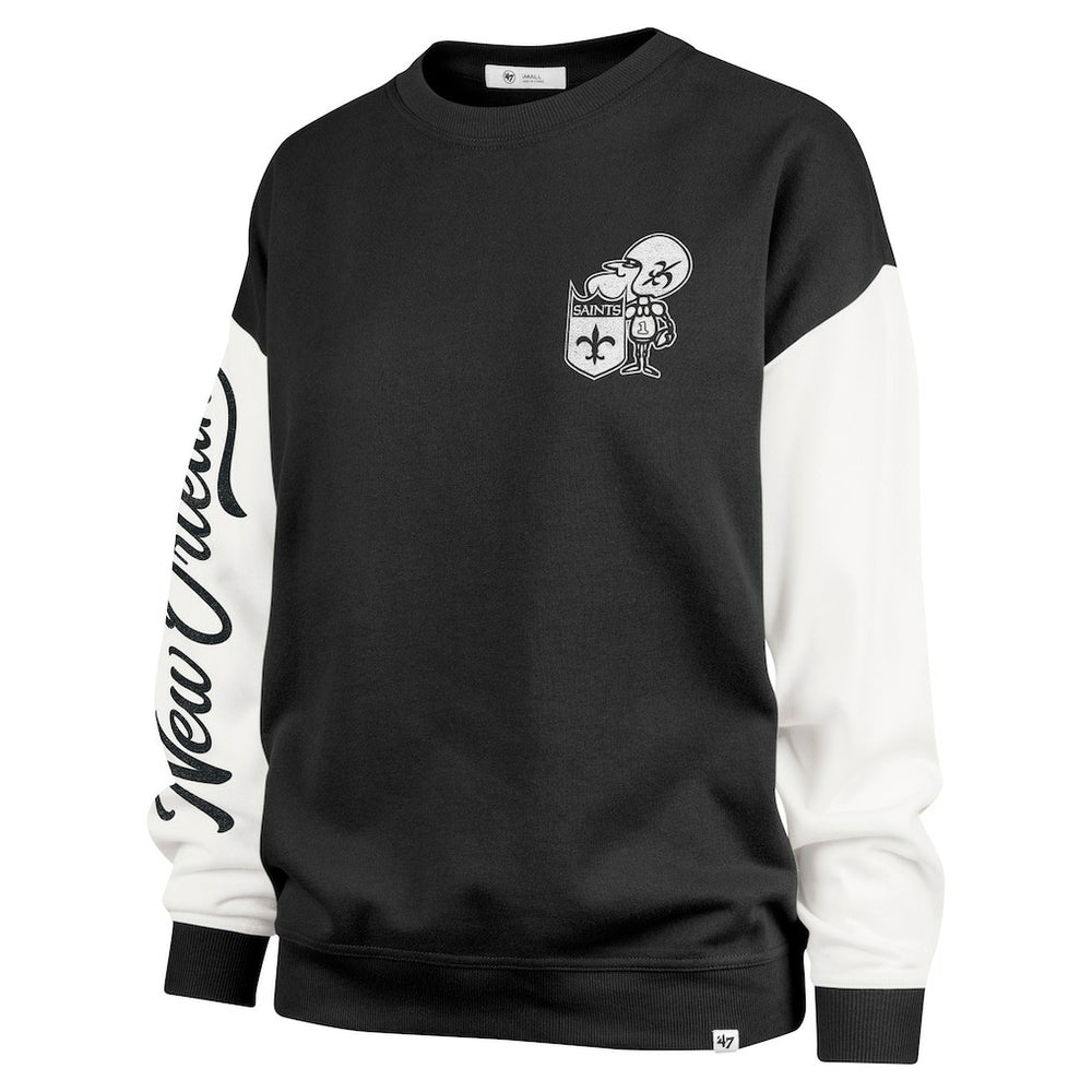 New Orleans Saints '47 Women's Double Header Rise Andie Pullover Sweatshirt - Black - 47 brand