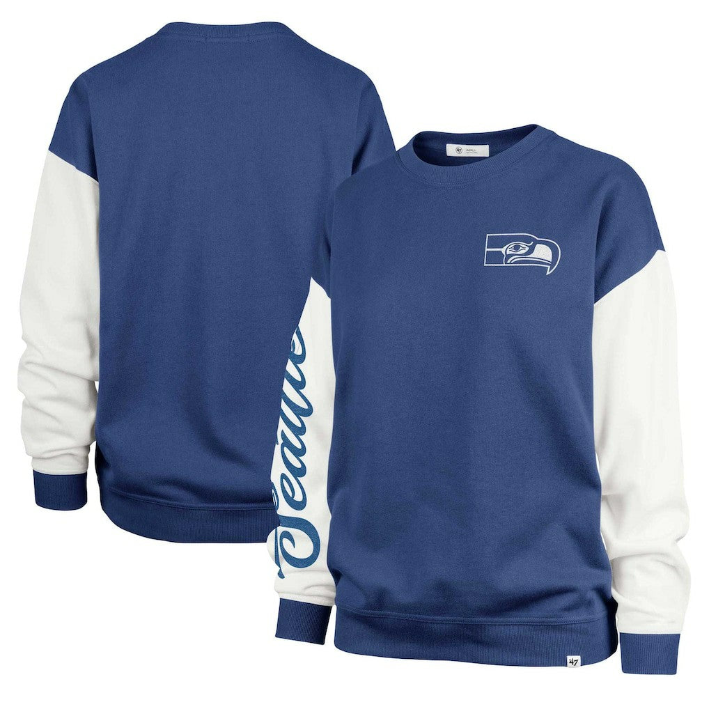 Seattle Seahawks '47 Women's Double Header Rise Andie Pullover Sweatshirt - College Navy - 47 brand