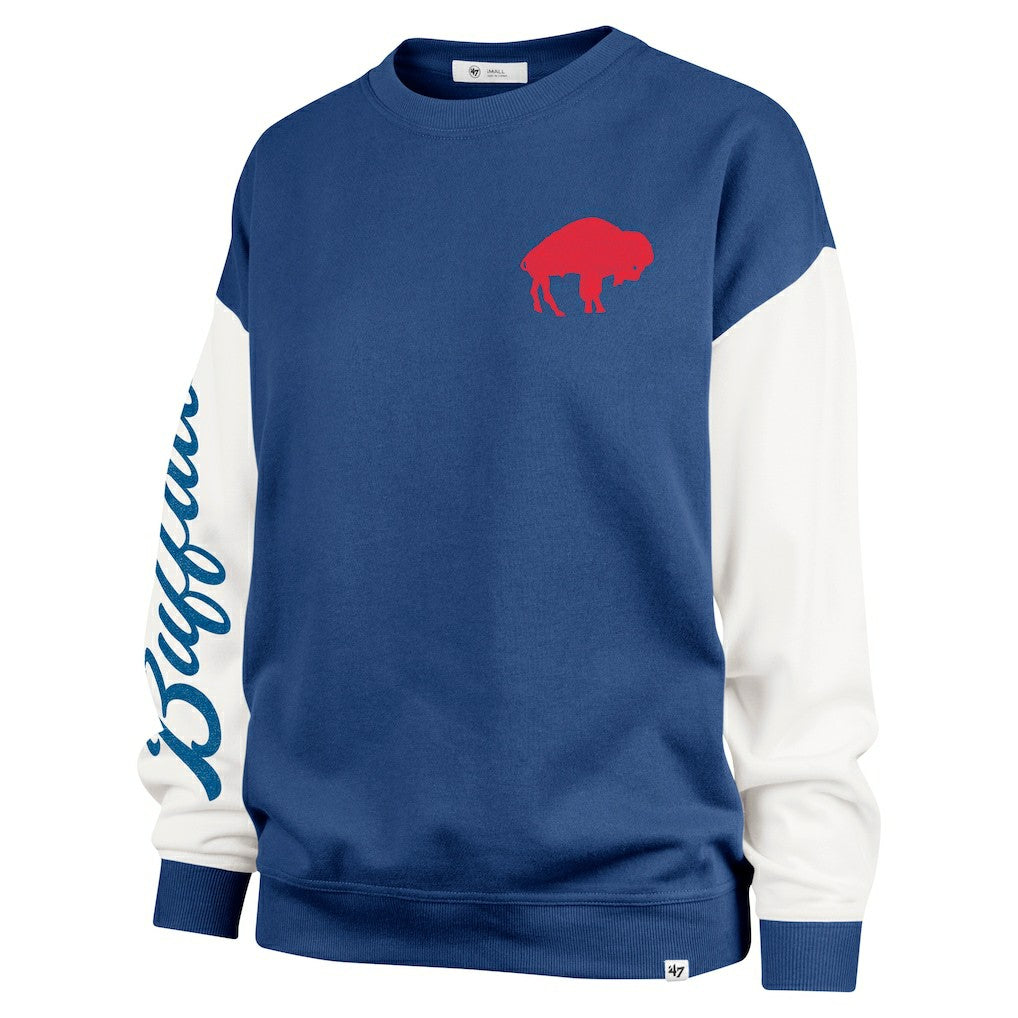 Buffalo Bills '47 Women's Double Header Rise Andie Pullover Sweatshirt - Royal - 47 brand