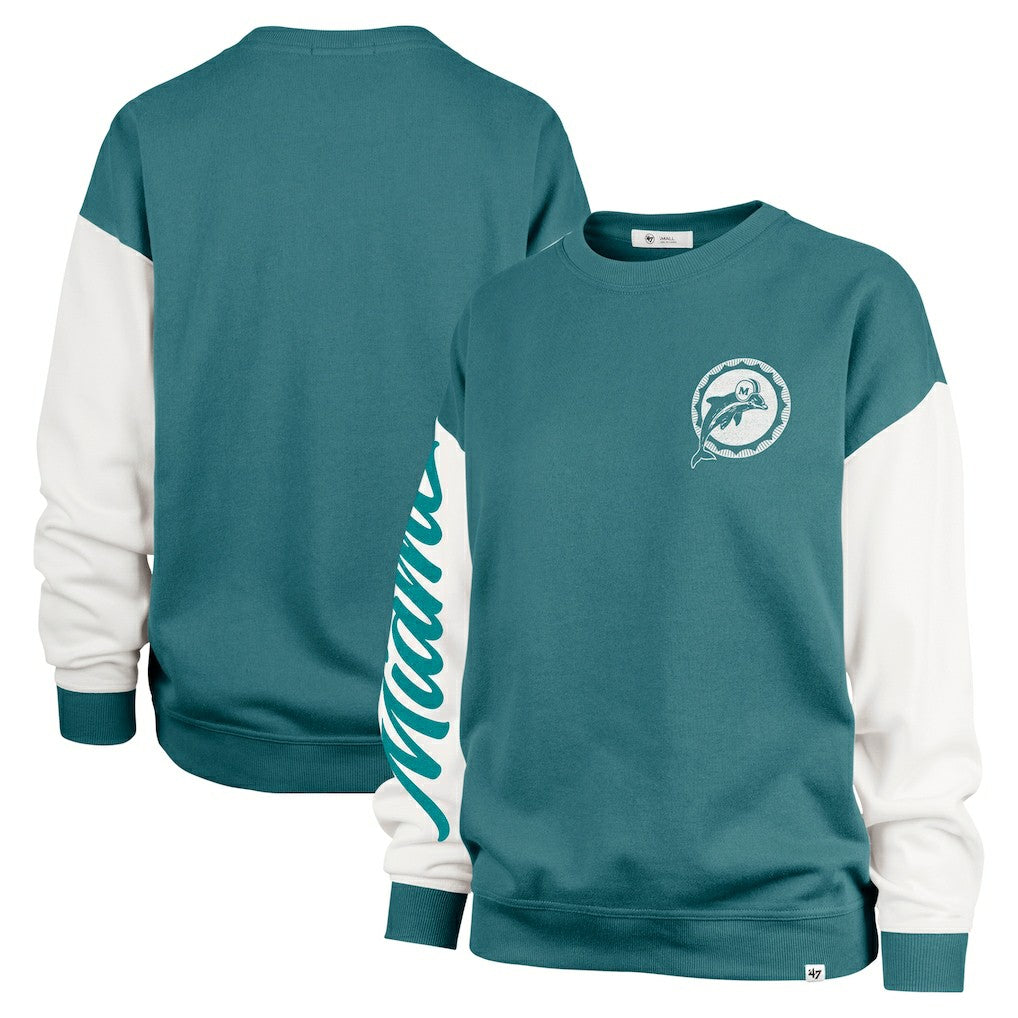 Miami Dolphins '47 Women's Double Header Rise Andie Pullover Sweatshirt - Aqua - 47 brand