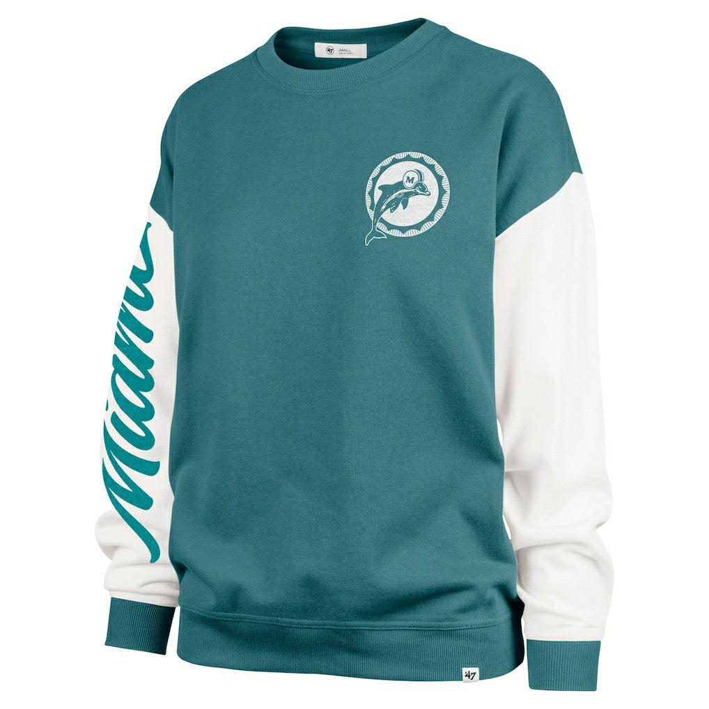 Miami Dolphins '47 Women's Double Header Rise Andie Pullover Sweatshirt - Aqua - 47 brand