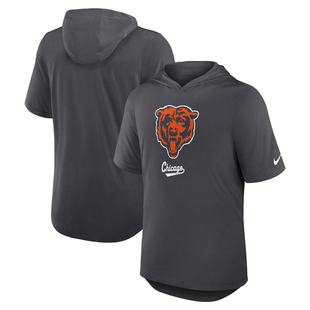 Chicago Bears Tri-Blend Performance Hoodie T-Shirt - Anthracite - Nike