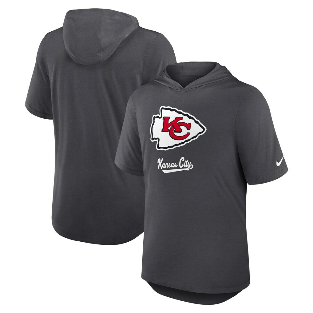 Kansas City Chiefs Tri-Blend Performance Hoodie T-Shirt - Anthracite - Nike