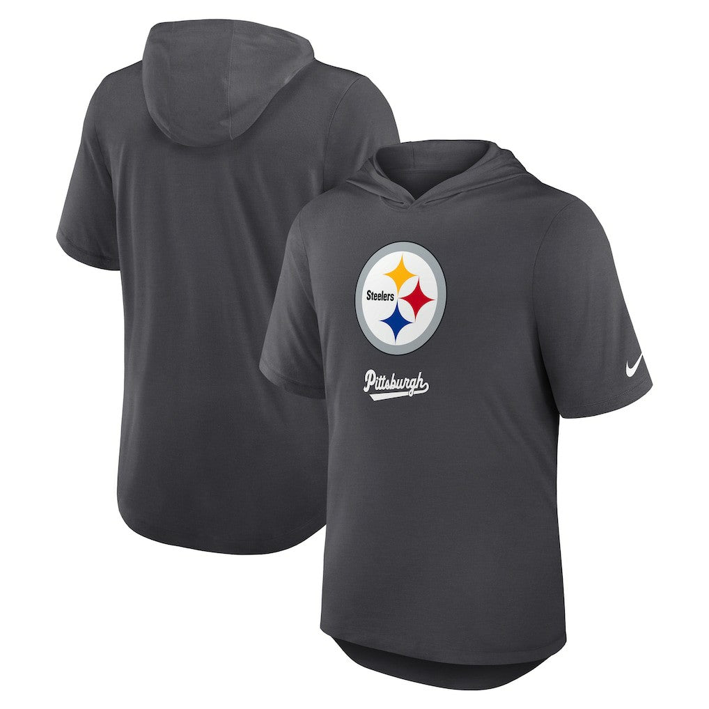 Pittsburgh Steelers Tri-Blend Performance Hoodie T-Shirt - Anthracite - Nike