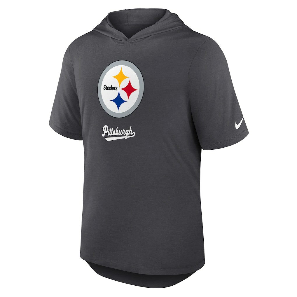 Pittsburgh Steelers Tri-Blend Performance Hoodie T-Shirt - Anthracite - Nike