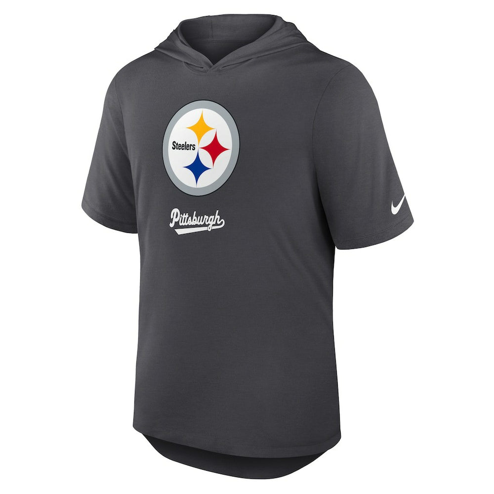 Pittsburgh Steelers Tri-Blend Performance Hoodie T-Shirt - Anthracite - Nike