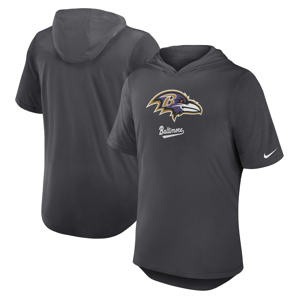 Baltimore Ravens Tri-Blend Performance Hoodie T-Shirt - Anthracite - Nike