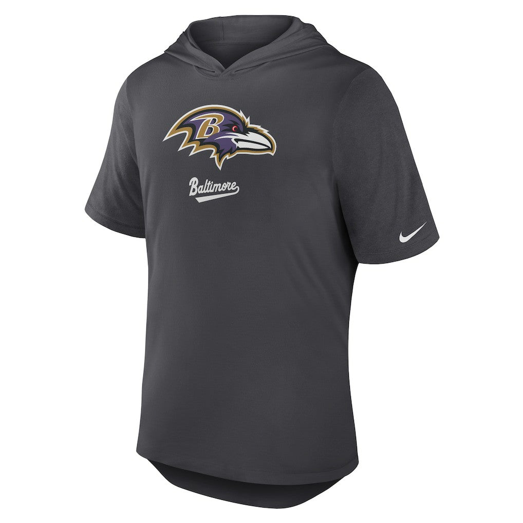 Baltimore Ravens Tri-Blend Performance Hoodie T-Shirt - Anthracite - Nike