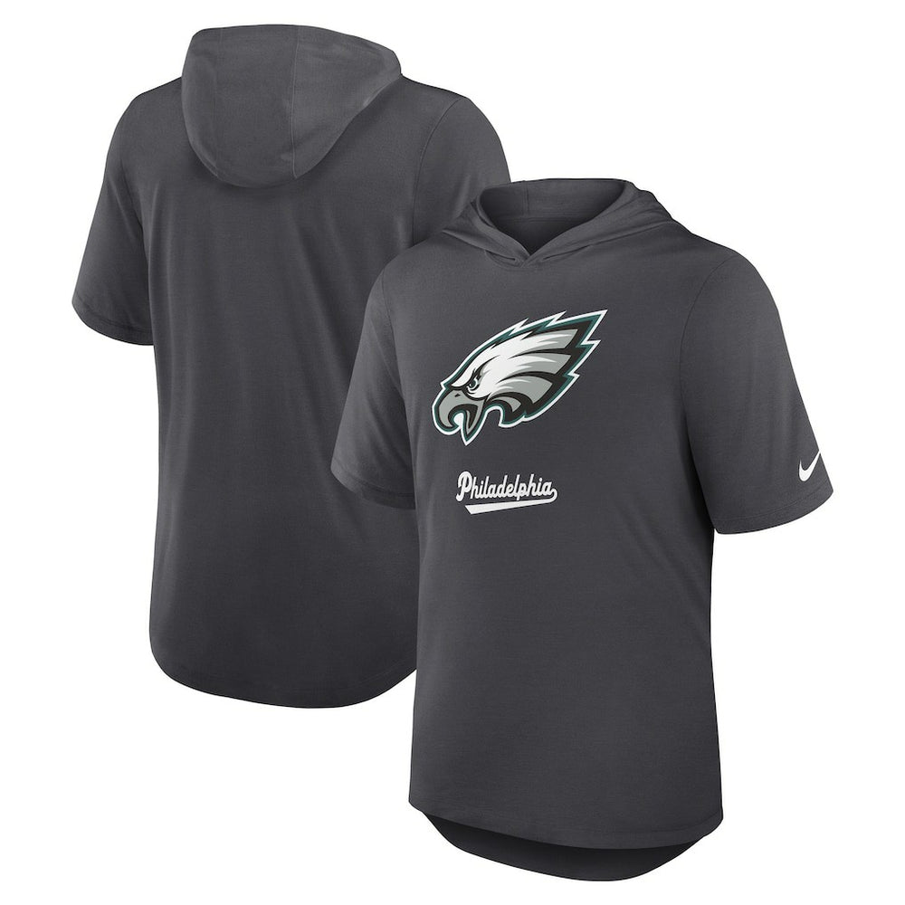 Philadelphia Eagles Tri-Blend Performance Hoodie T-Shirt - Anthracite - Nike