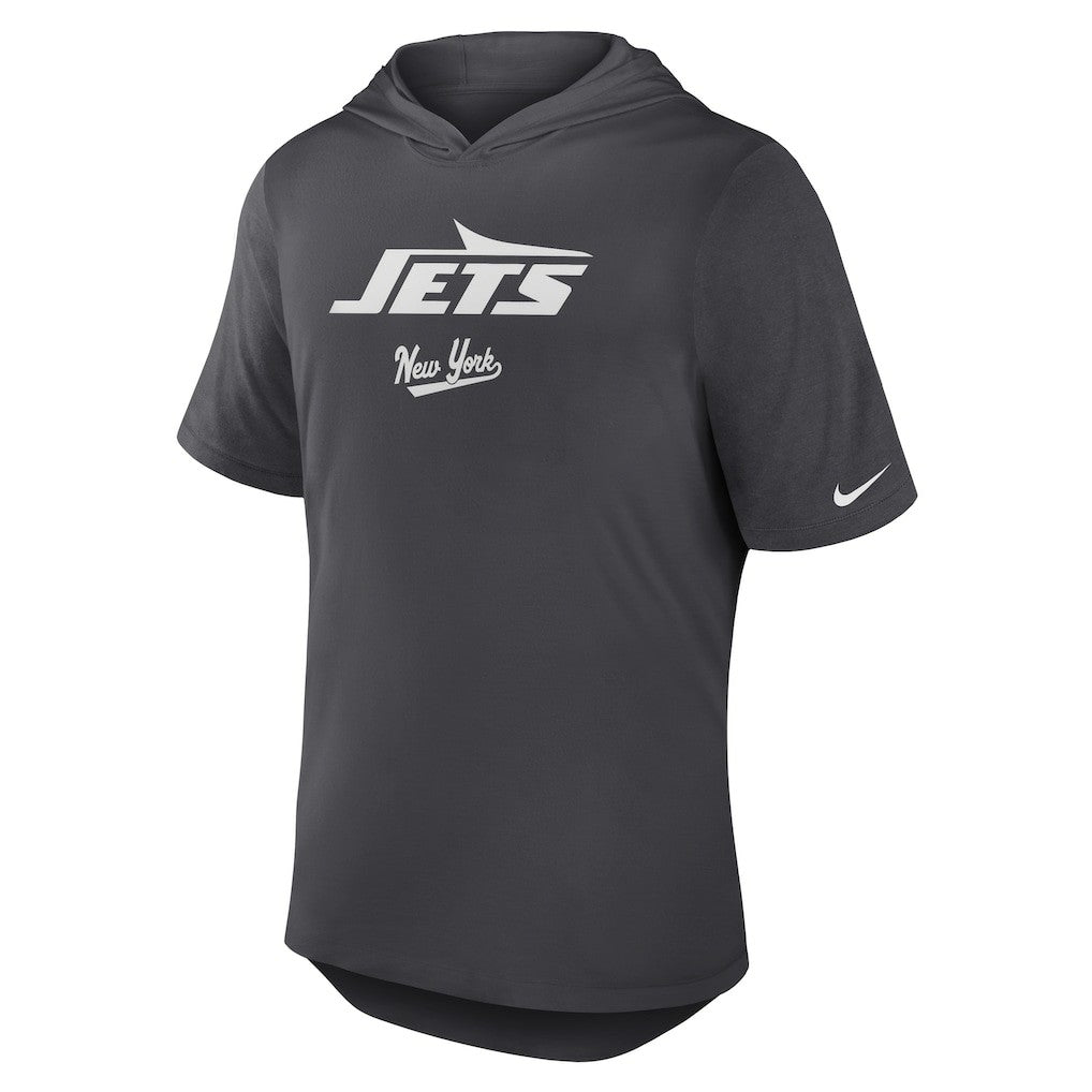 New York Jets Tri-Blend Performance Hoodie T-Shirt - Anthracite - Nike