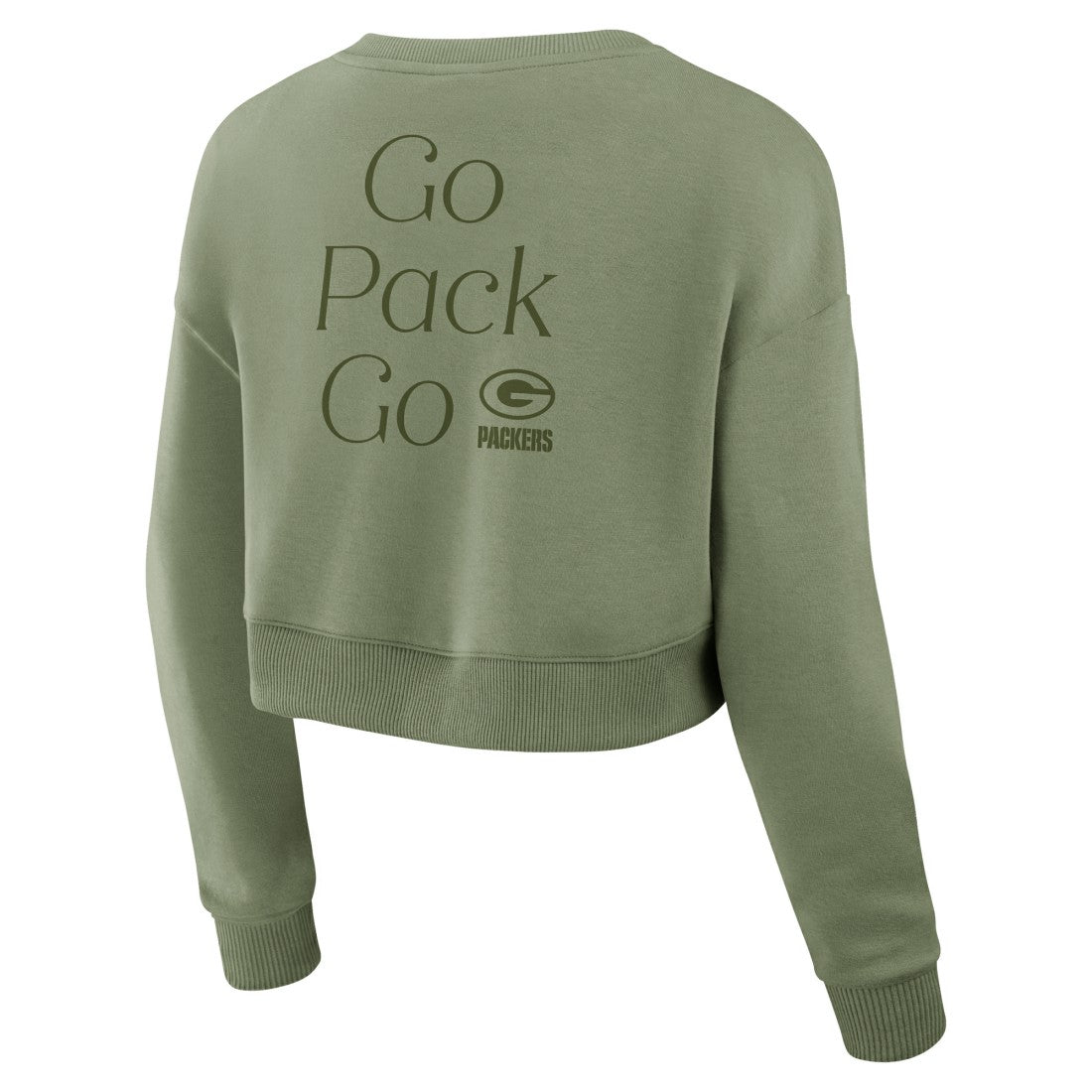Green Bay Packers Women's Studio Tri-Blend Cropped Pullover Sweatshirt - Olive - Fanatics