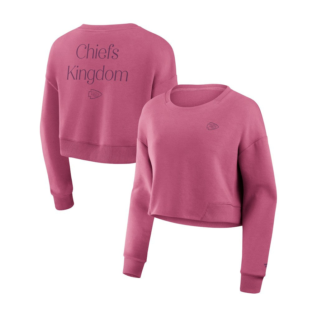 Kansas City Chiefs Women's Studio Tri-Blend Cropped Pullover Sweatshirt - Pink - Fanatics