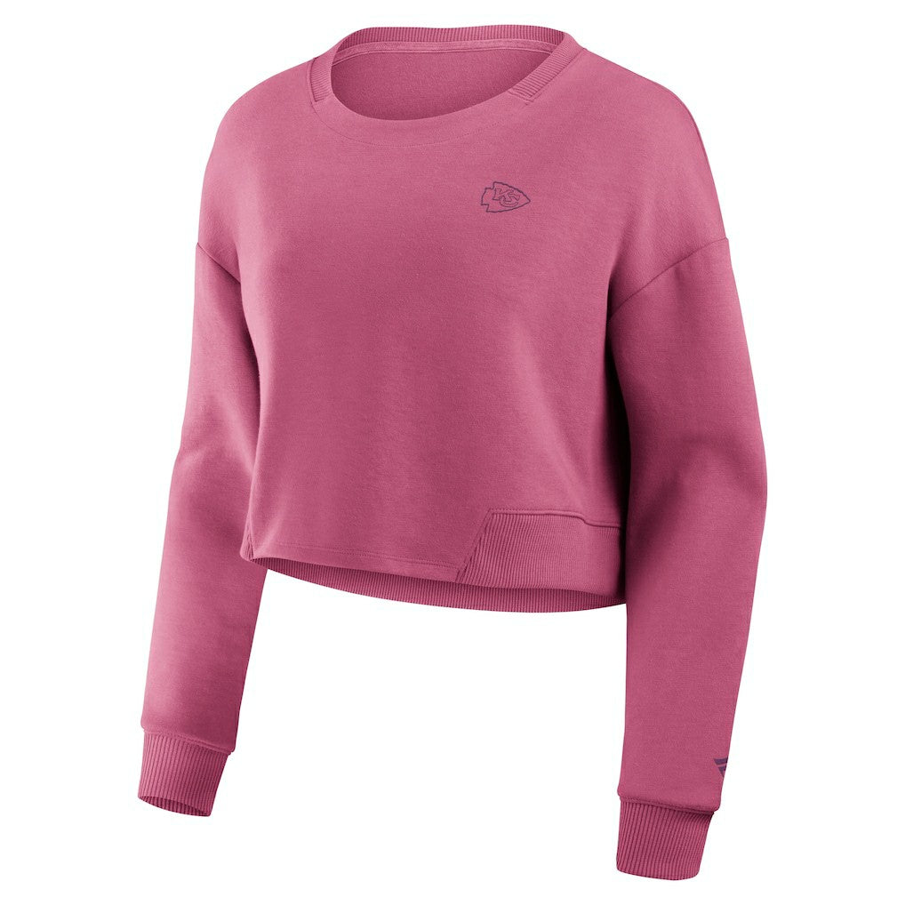 Kansas City Chiefs Women's Studio Tri-Blend Cropped Pullover Sweatshirt - Pink - Fanatics