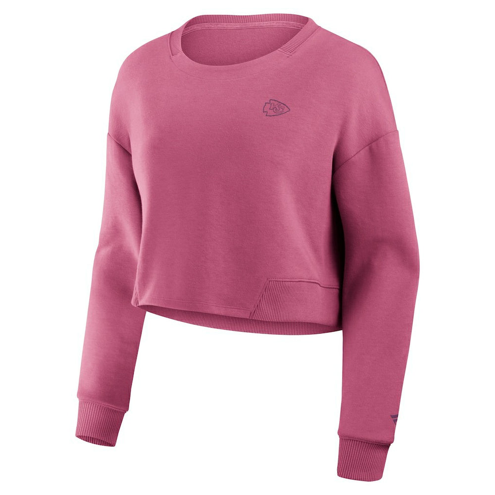Kansas City Chiefs Women's Studio Tri-Blend Cropped Pullover Sweatshirt - Pink - Fanatics