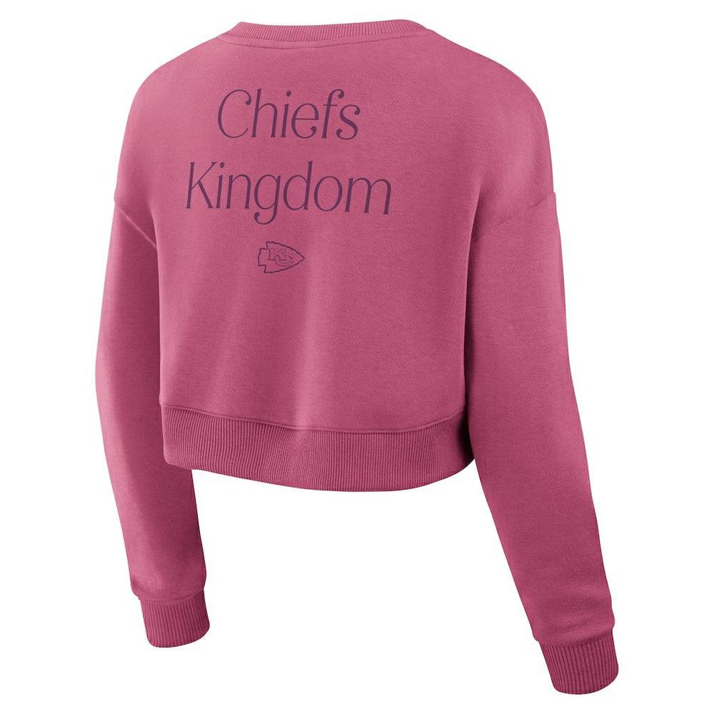 Kansas City Chiefs Women's Studio Tri-Blend Cropped Pullover Sweatshirt - Pink - Fanatics
