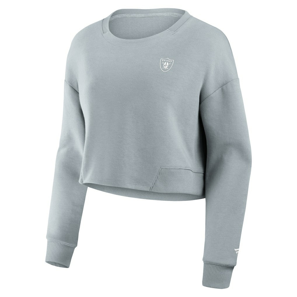 Las Vegas Raiders Women's Studio Tri-Blend Cropped Pullover Sweatshirt - Gray - Fanatics