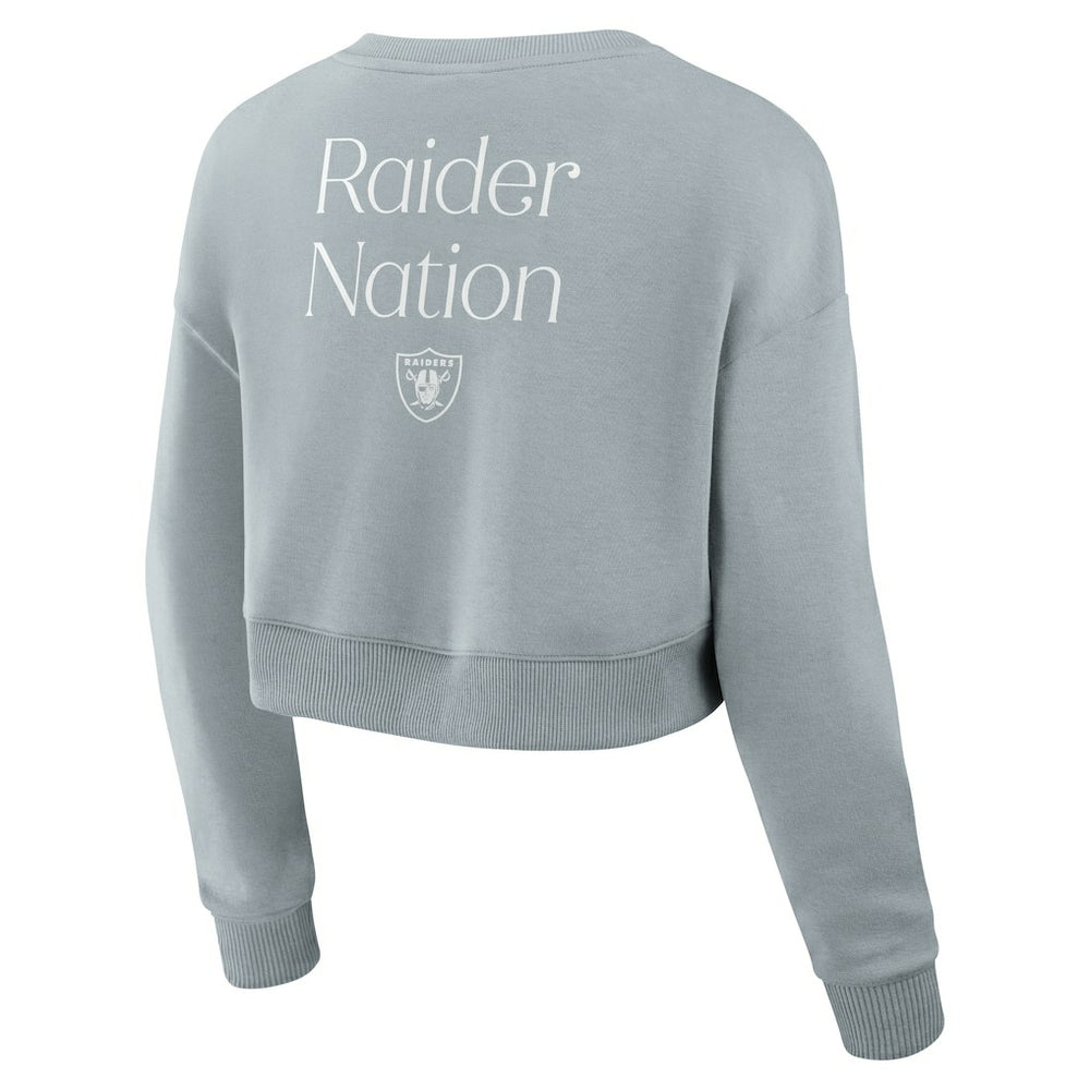 Las Vegas Raiders Women's Studio Tri-Blend Cropped Pullover Sweatshirt - Gray - Fanatics