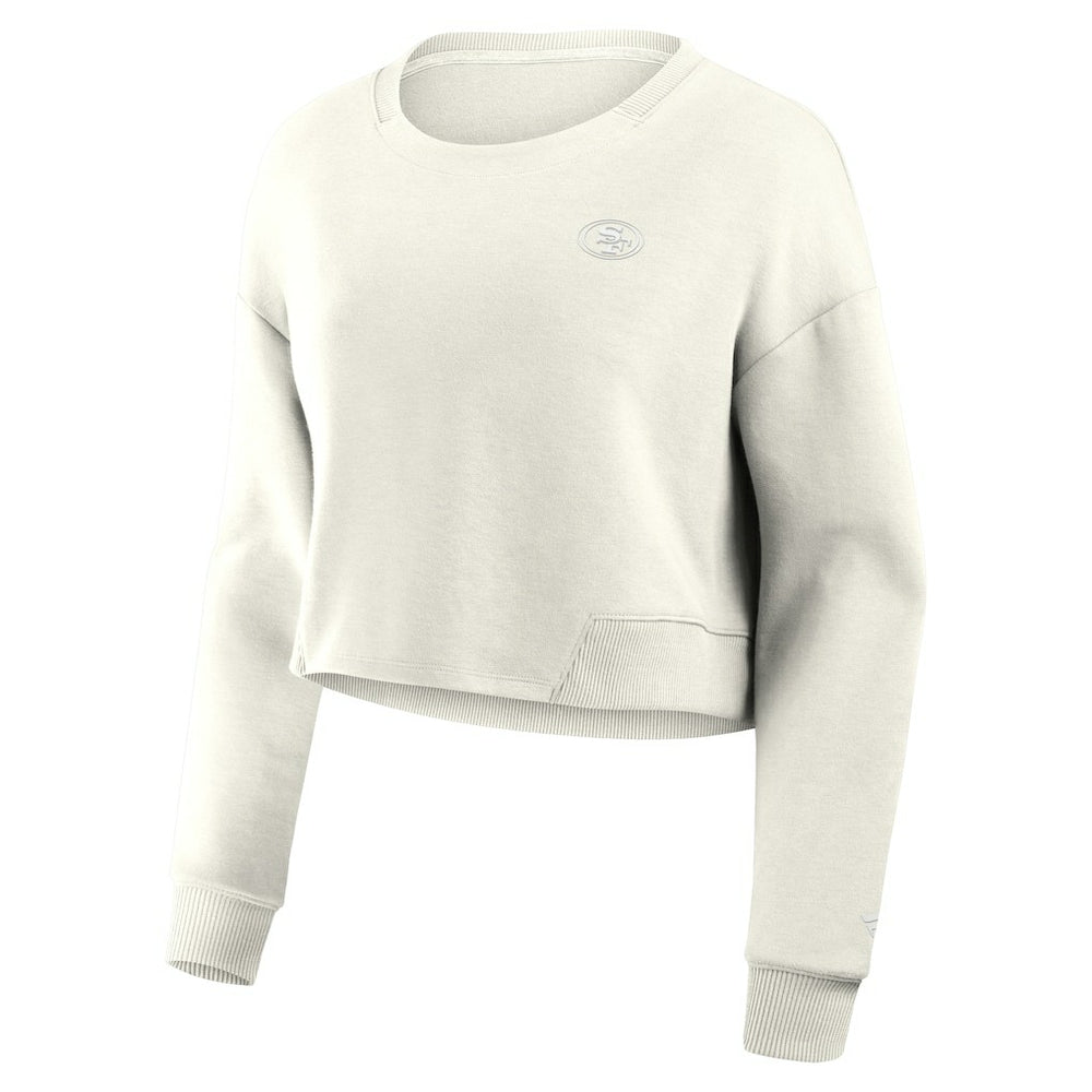 San Francisco 49ers Women's Studio Tri-Blend Cropped Pullover Sweatshirt - Cream - Fanatics