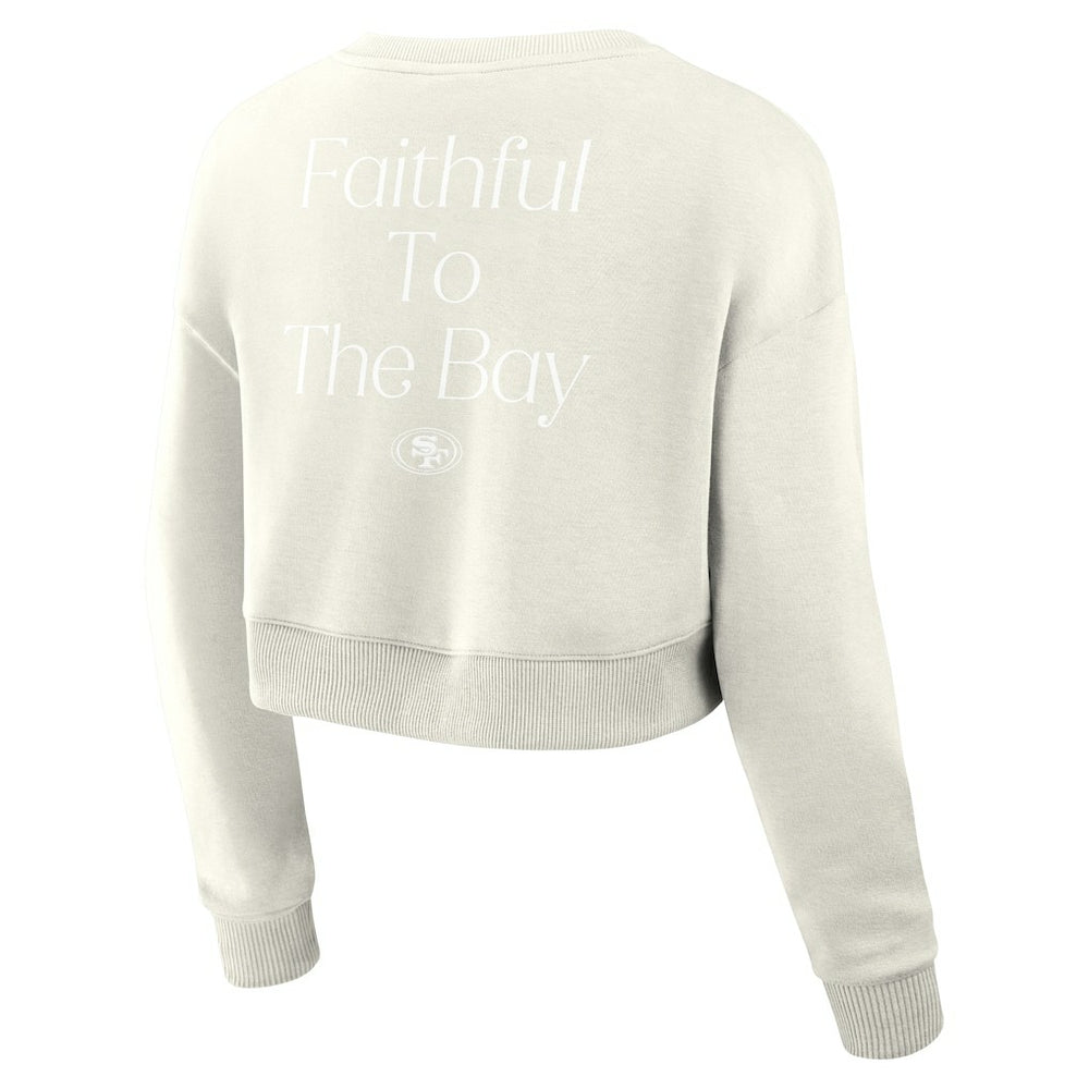 San Francisco 49ers Women's Studio Tri-Blend Cropped Pullover Sweatshirt - Cream - Fanatics