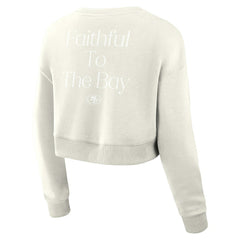San Francisco 49ers Women's Studio Tri-Blend Cropped Pullover Sweatshirt - Cream - Fanatics