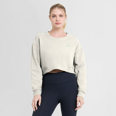 Cincinnati Bengals Women's Studio Tri-Blend Cropped Pullover Sweatshirt - Cream - Fanatics