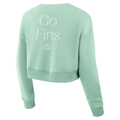 Miami Dolphins Women's Studio Tri-Blend Cropped Pullover Sweatshirt - Mint - Fanatics