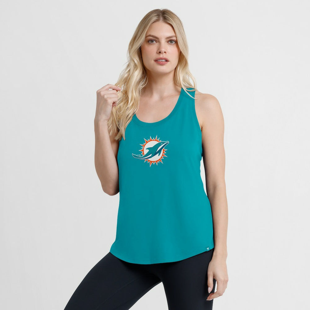 Miami Dolphins Women's Iron Fan Tank Top - Aqua - Fanatics