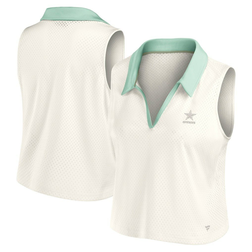 Dallas Cowboys Women's Studio Wellness V-Neck Tank Top - Cream - Fanatics