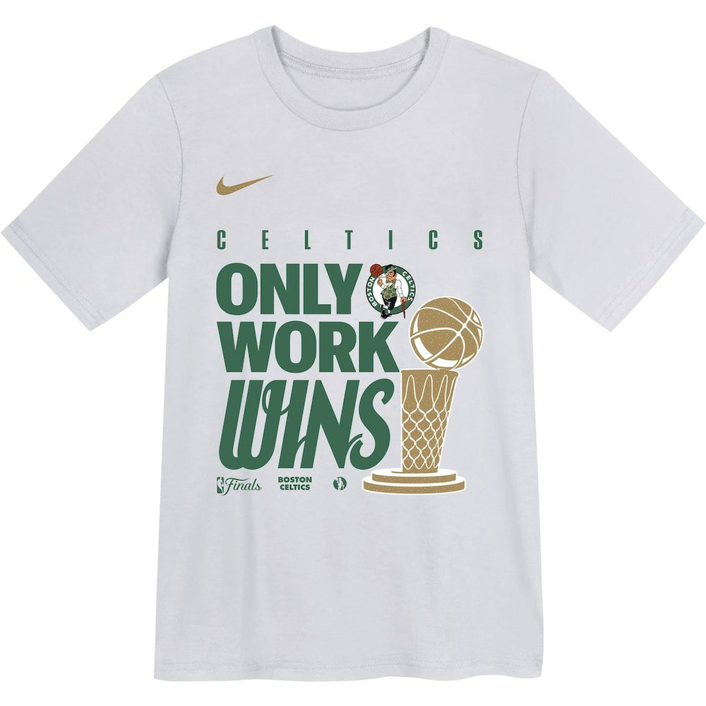 Nike Boston Celtics Youth 2024 NBA Finals Champions Celebration Parade T-Shirt White