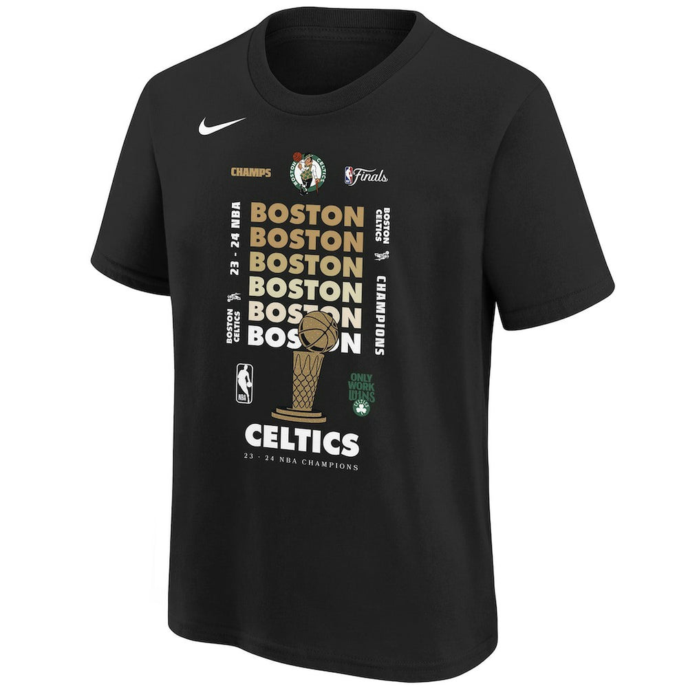 Nike Boston Celtics Youth 2024 NBA Finals Champions Expressive T-Shirt Black