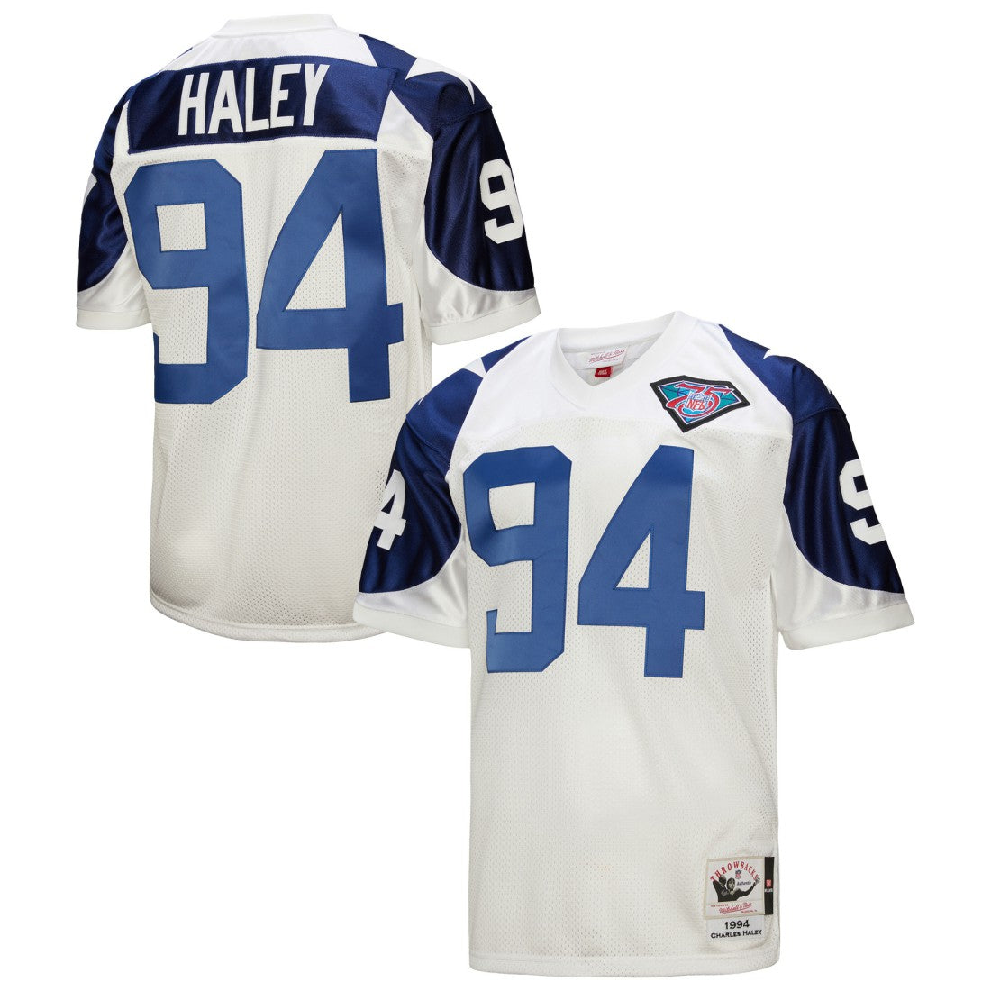 Charles Haley Dallas Cowboys 1994 Authentic Throwback Retired Player Jersey - White - Mitchell & Ness