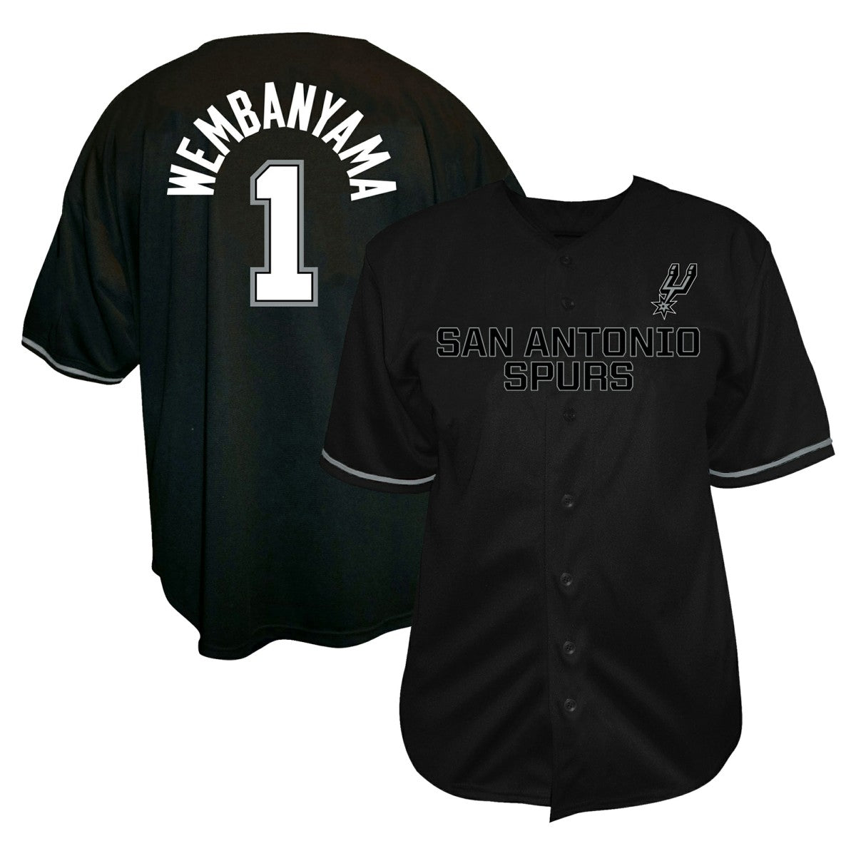 Victor Wembanyama San Antonio Spurs Profile Big & Tall Name & Number Button-Up Jersey Black