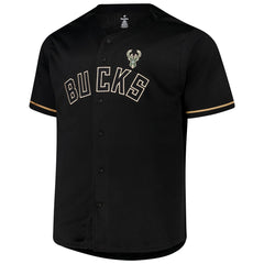 Giannis Antetokounmpo Milwaukee Bucks Profile Big & Tall Name & Number Button-Up Jersey Black
