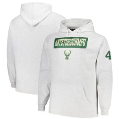 Giannis Antetokounmpo Milwaukee Bucks Profile Big & Tall Player Double Face Tri-Blend Pullover Hoodie Ash
