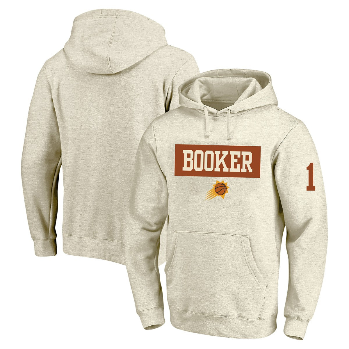 Devin Booker Phoenix Suns Profile Big & Tall Player Double Face Tri-Blend Pullover Hoodie Cream