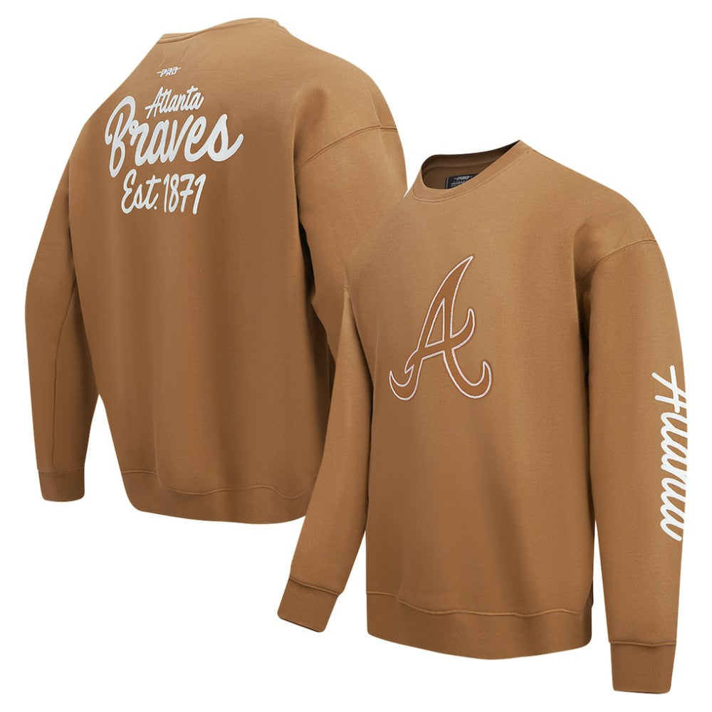 Atlanta Braves Pro Standard Paint The City Dropped Shoulder Pullover Sweatshirt Sale