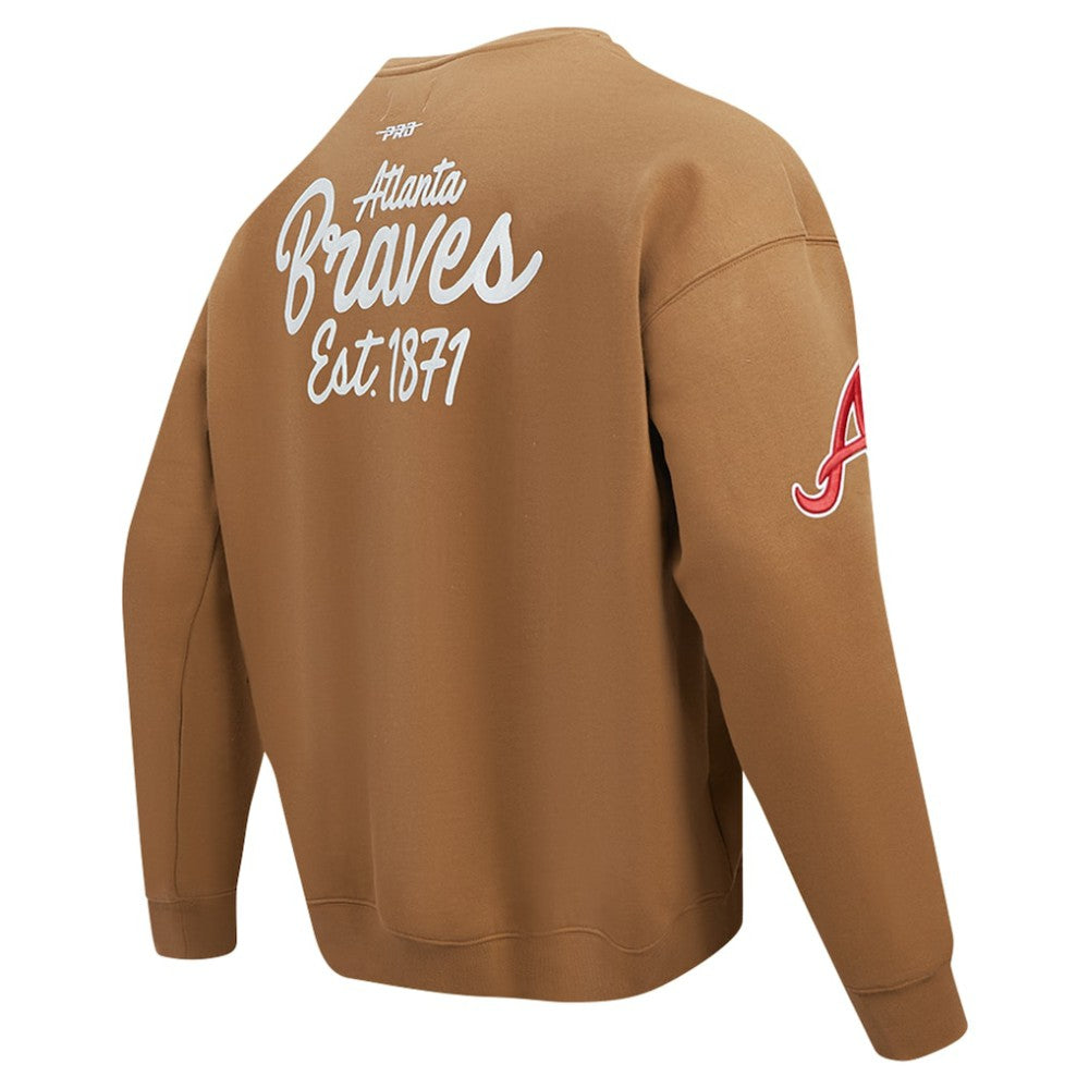 Atlanta Braves Pro Standard Paint The City Dropped Shoulder Pullover Sweatshirt Sale