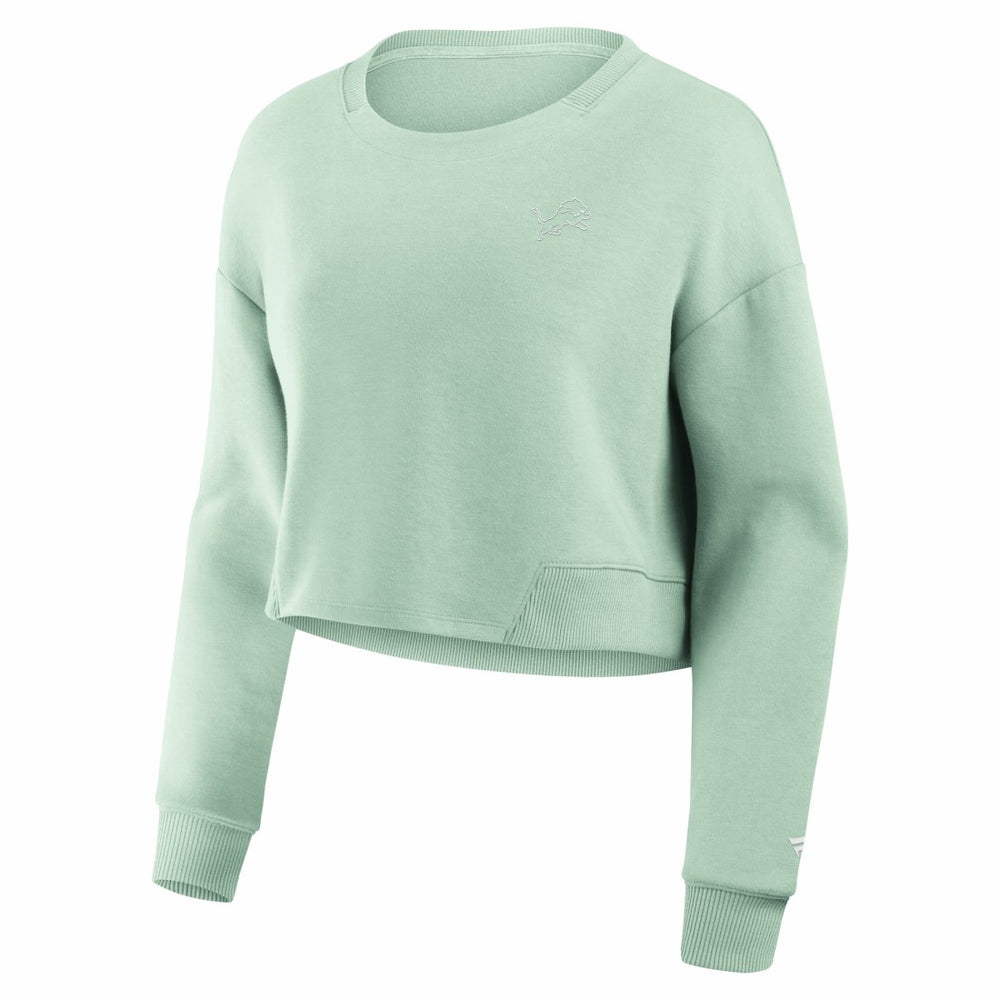 Detroit Lions Women's Studio Tri-Blend Cropped Pullover Sweatshirt - Mint - Fanatics