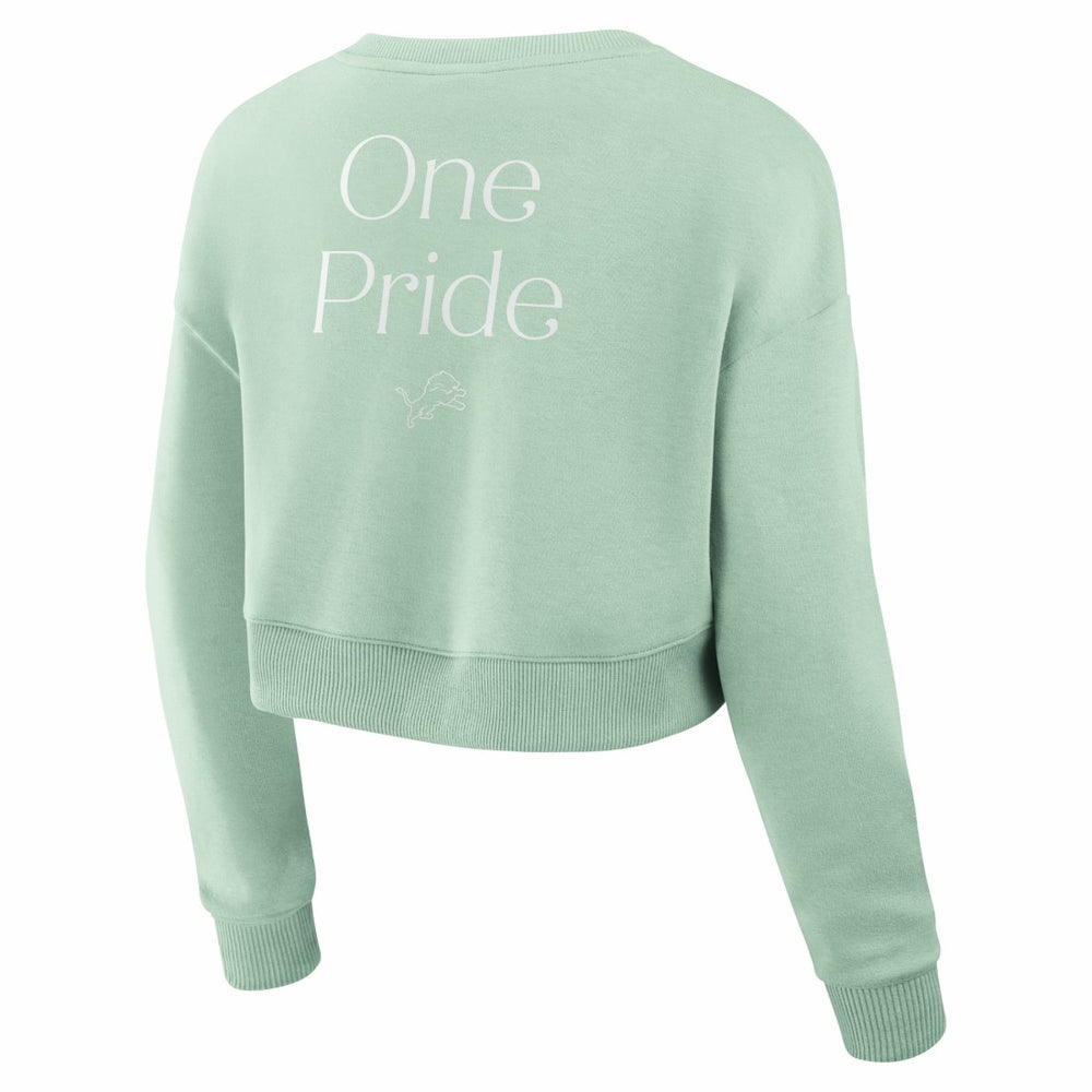 Detroit Lions Women's Studio Tri-Blend Cropped Pullover Sweatshirt - Mint - Fanatics