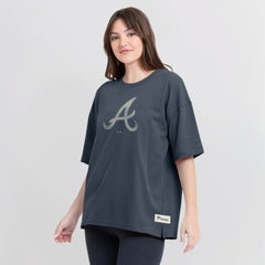 Atlanta Braves Fanatics Women's Oversized Elements Raw Edge Future Ground T-Shirt Near Me