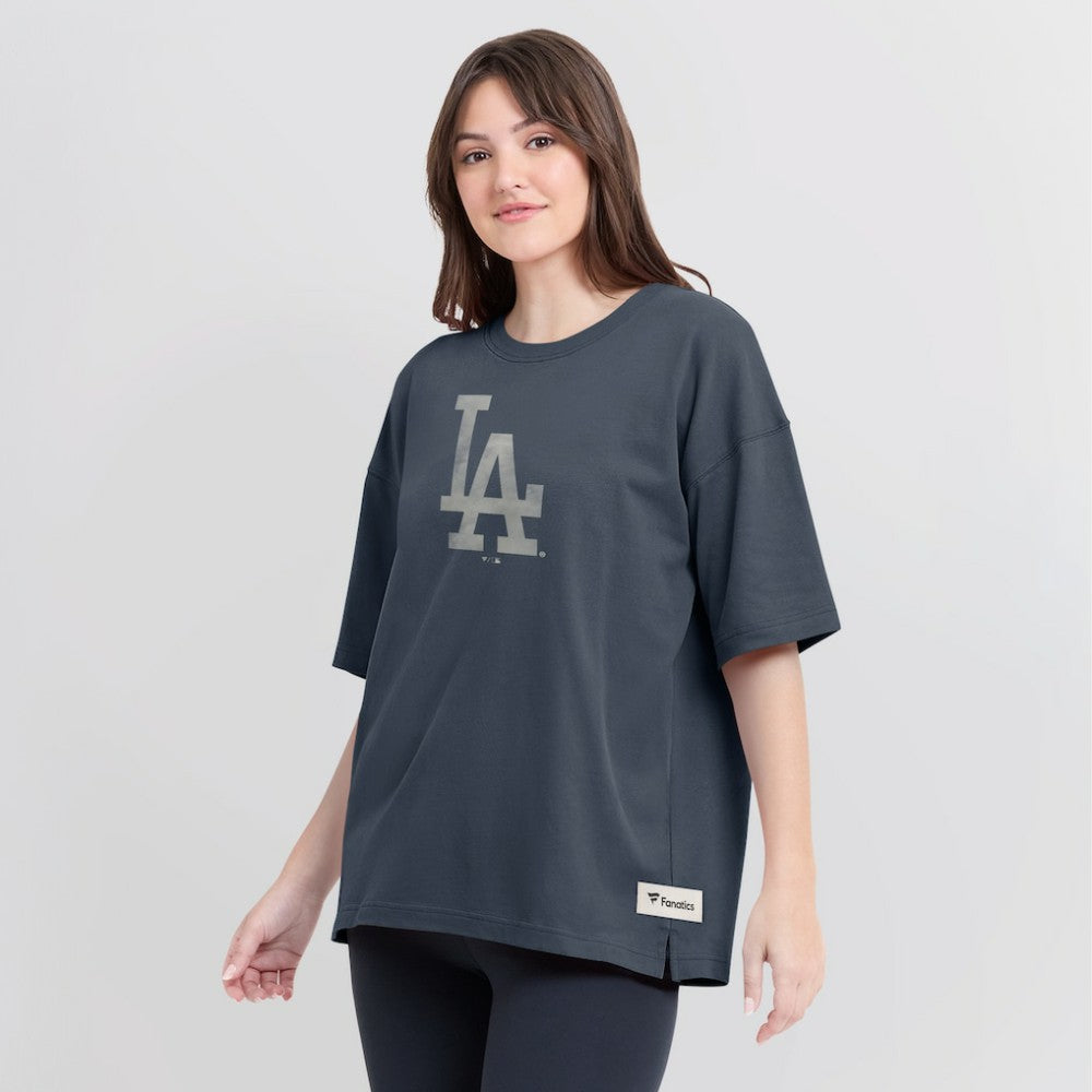 Los Angeles Dodgers Fanatics Women's Oversized Elements Raw Edge Future Ground T-Shirt Outlet